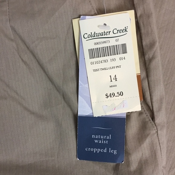 Coldwater Creek NWT Cuffed Pants Womens 14 Beige Pleated Cropped Leg - Picture 9 of 13